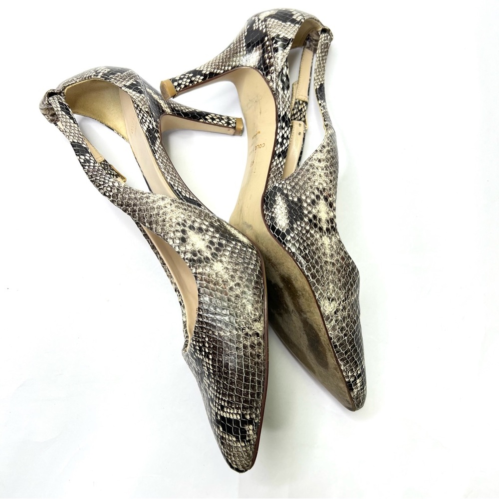 Cole Haan Snakeskin Heels Slingback Pumps Pointed Toe Classic Shoes Size 9 - Picture 7 of 15
